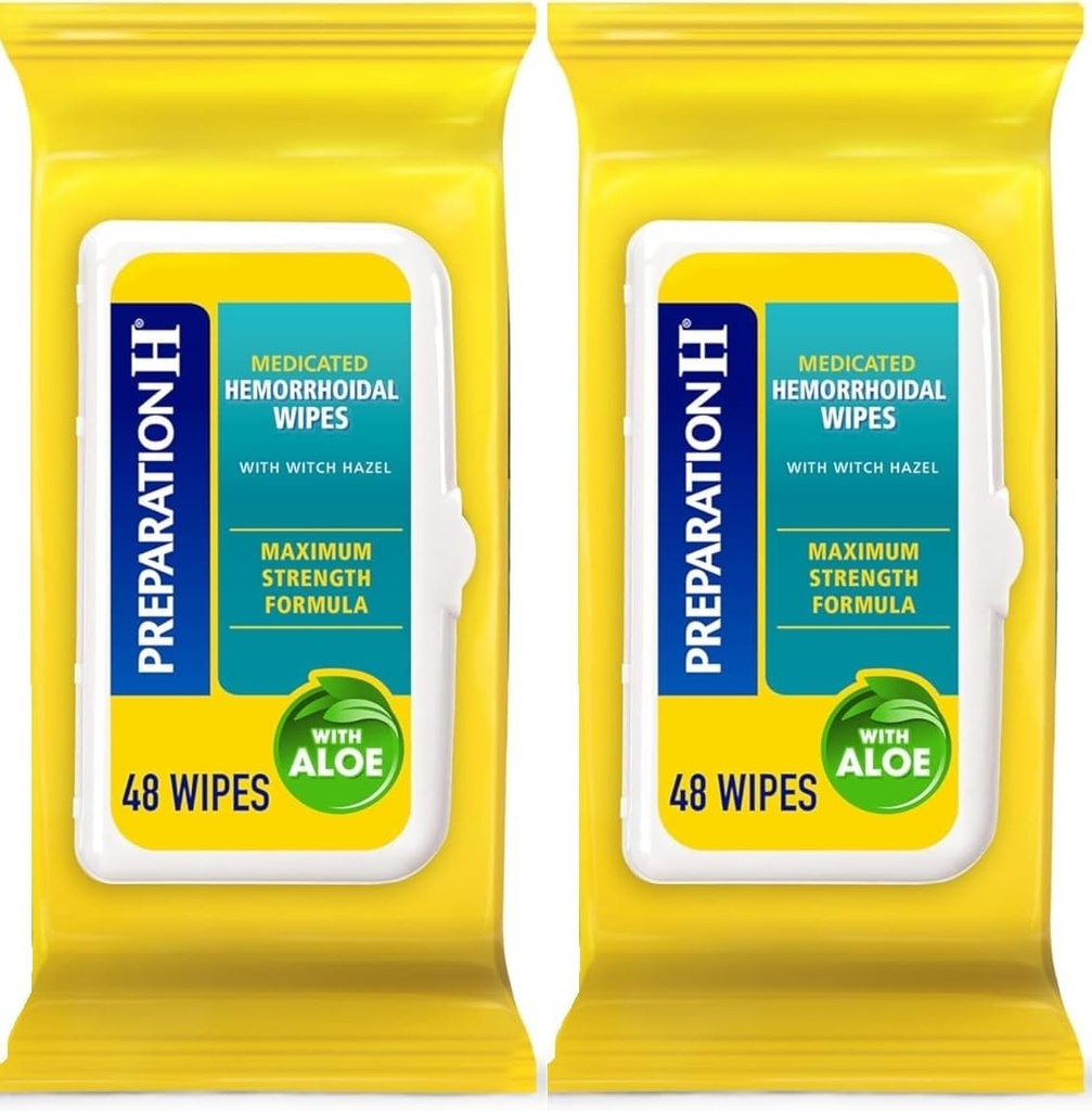 準備Hの痔の皮の苛立ちの救助のための魔女のヘーゼルが付いている洗いやすいワイプ- 48の計算(2のパック)