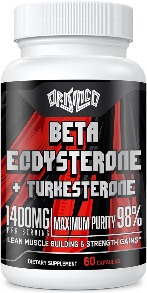 1400mg Beta Ecdysterone and Turkesterone Supplements, Maximized 98% Beta Ecdysterone & 20% Turkesterone Extract for Muscle Mass,Strength, Protein Synthesis, 60 Capsules