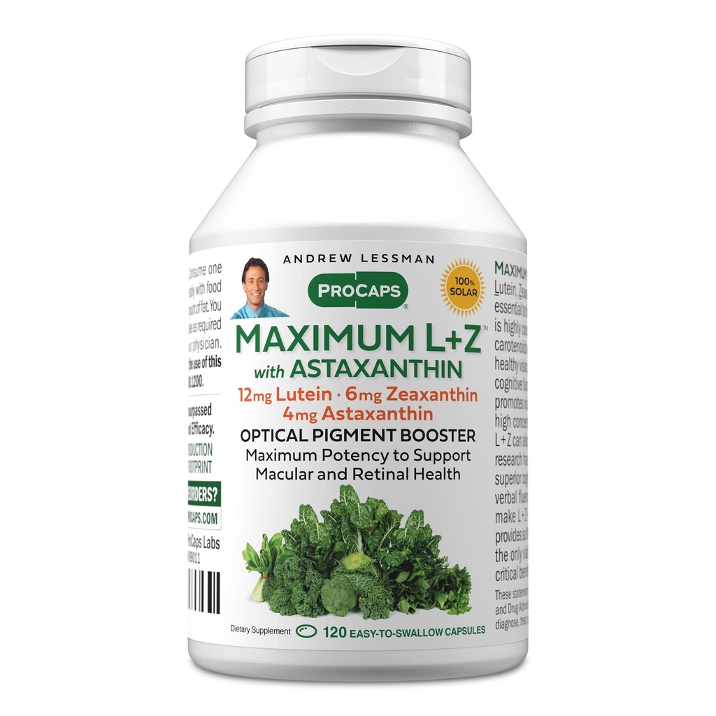 Astaxanthin 120 Softgels - 12mg Lutein、6mg Zeaxanthin、4mgアスタキサンチンとANDREW LESSMAN最大L + Z。 眼と脳の健康をサポートし、健康を促進するための重要な栄養素。