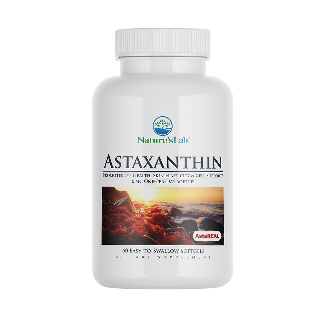 Nature's Lab AstaREALアスタキサンチン - 6mgの強力な抗酸化剤 - 60カプセル(2ヶ月の供給)