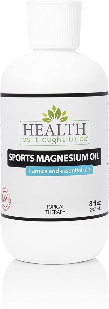 Health As It Ought To Be Sports Magnesium Oil + Arnica and Essential Oils Supplement | Physician Formulated for Athletes and Active Adults, Natural Muscle Rub and Workout Recovery | 8 Ounce