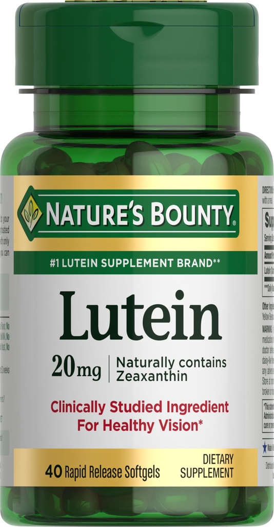 Nature's Bounty Luteinの丸薬、目の健康の補足およびビタミン、サポート ビジョンの健康、20のmg、40 Softgels