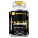 Soy Lecithin Capsules 1200mg (One a Day, 100 Softgels) Immune Support Supplement Rich in Phospholipids Supports Metabolism, Brain & Heart Health & Cell Functions Made in the USA Non-GMO by Neonutrix
