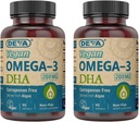 DEVAビーガンオメガ-3 DHAサプリメント - 1日1回Softgels 200 MG - カラギーナン無料 - ゼラチン無料 - ノンフィッシュ - AlgaeオイルOmega-3脂肪酸 - 90のSoftgels (2のパック)