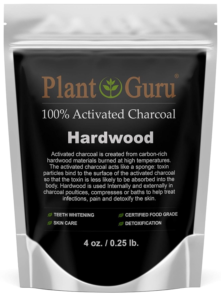 植物のグルによって活動化させる木炭の粉4のoz。 HARDWOOD - 食品等級のKosher非GMO -歯の白くなること、顔のマスクおよび石鹸の作成。 自然な解毒を促進し、消化を助ける