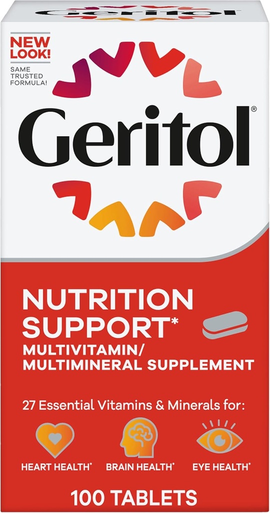 Geritol, Multivitamin Supplement, Contains B-Vitamins, Antioxidants, Vitamins C, E & D and Iron, 26 Essential Vitamins and Minerals, Gluten-Free, Non-GMO, No Artificial Sweeteners, 100 Tablets