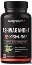 Natgrown Ashwagandha KSM 66 サプリメント 600 mg - ストレス, 気分, & アスレチック サポート - オーガニック KSM66 ルート 抽出物 5% withanolides - ビーガンカプセル - 60 カウント