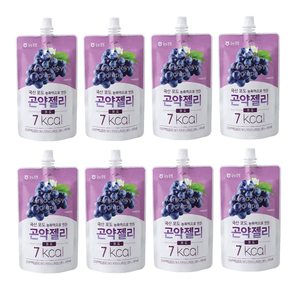 [NongHyup] Grape Konjac Jelly, Product of Korea, Healthy and Natural Weight Loss Diet Supplement Foods, Low Calorie, 농협 포도 곤약 젤리, 저칼로리 다이어트 식품, 100% 한국산 (150g x 8 Packs) (Grape Flavor)