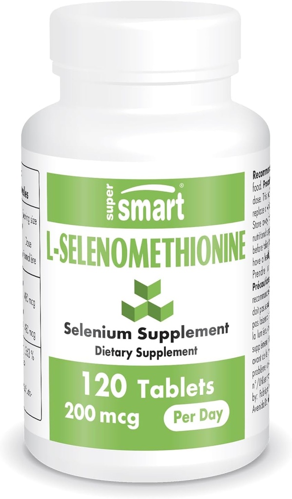 SuperSmart - 1日あたりのL-Selenomethionine 200mcg (Seleniumの補足) - 高吸収 - 精巣の鉱物 非GMO及びグルテンフリー- 120のタブレット