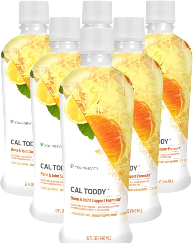 Youngevity Cal Toddy - Calcium(Citrate、Phosphate) マグネシウム 1,200mg/600mg - ビタミンD-3、亜鉛、銅、カリウム、ボルン&70 + Traceミネラルコファクタ - 骨の健康 - 32 Fl Oz(パッケージ6)
