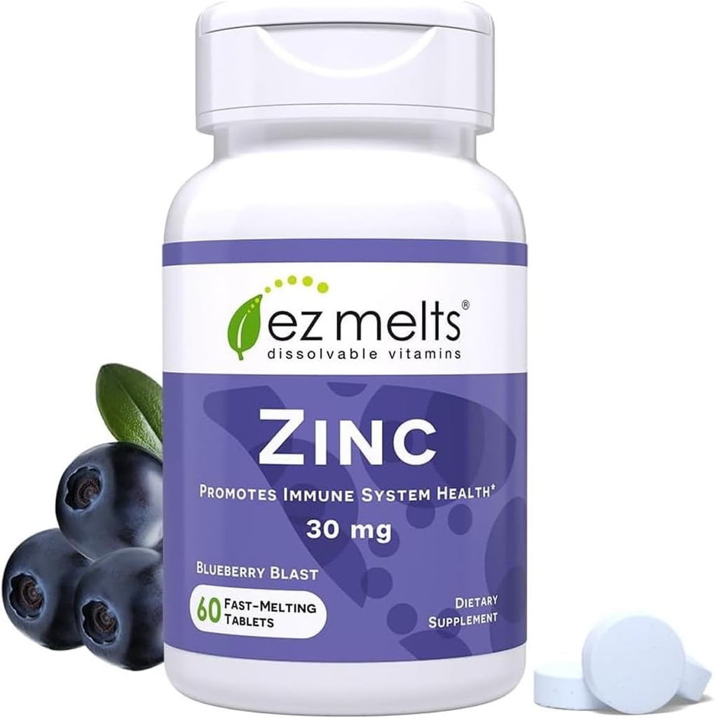 EZ Melts Dissolvable Zinc Supplement 30 mg, Sugar-Free, 2-Month Supply - 1 Pack
