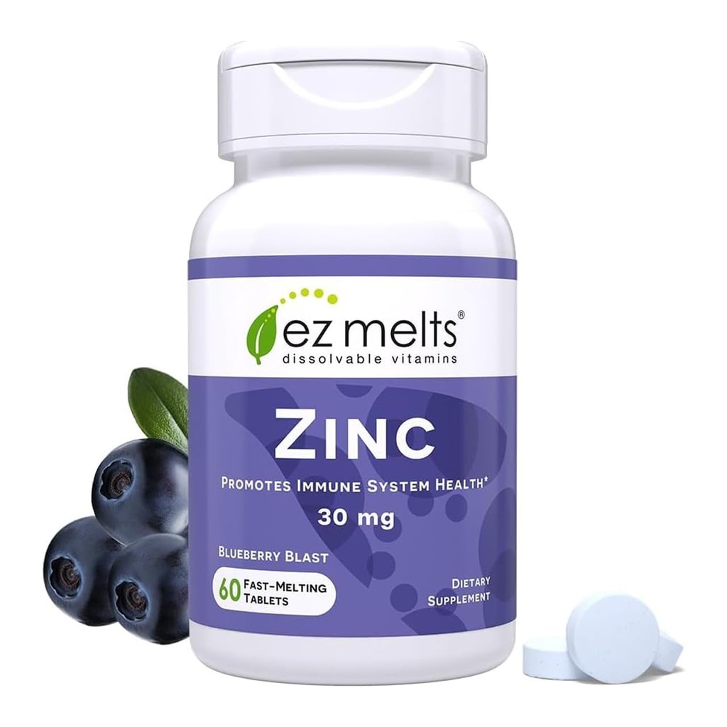 EZの溶解亜鉛-免疫、消化及び皮の健康サポートのための補足-非GMO、ビーガン及びグルテンフリー-Blueberryの送風- 60の分解性タブレット(60のサービング)