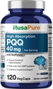 NusaPure PQQサプリメント40mg、120ベジギーカプセル、非GMO、Pyrroloquinolineキノン塩、バイオペリン