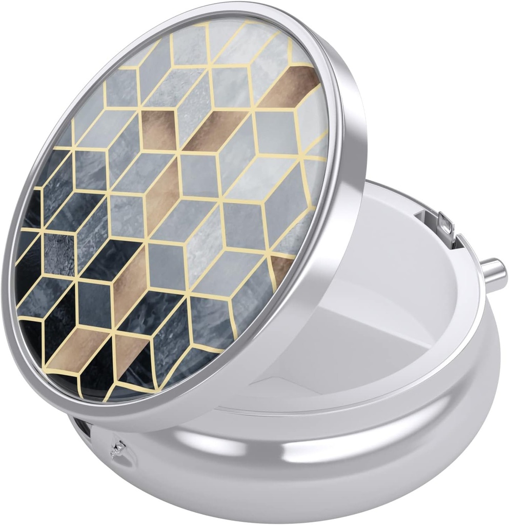 Nipichshaの丸薬箱、財布のための小さい丸薬箱及びポケット、かわいい旅行薬のオルガナイザー、ビタミン、薬、魚油及び補足、金のダイヤモンドを握る携帯用薬の容器のホールダー