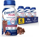 Ensure Plus Milk Chocolate Nutrition Shake | Meal Replacement Shake | Ready To Drink | 16g Protein and 27 Vitamins and Minerals | 8 fl oz - 6 Pack