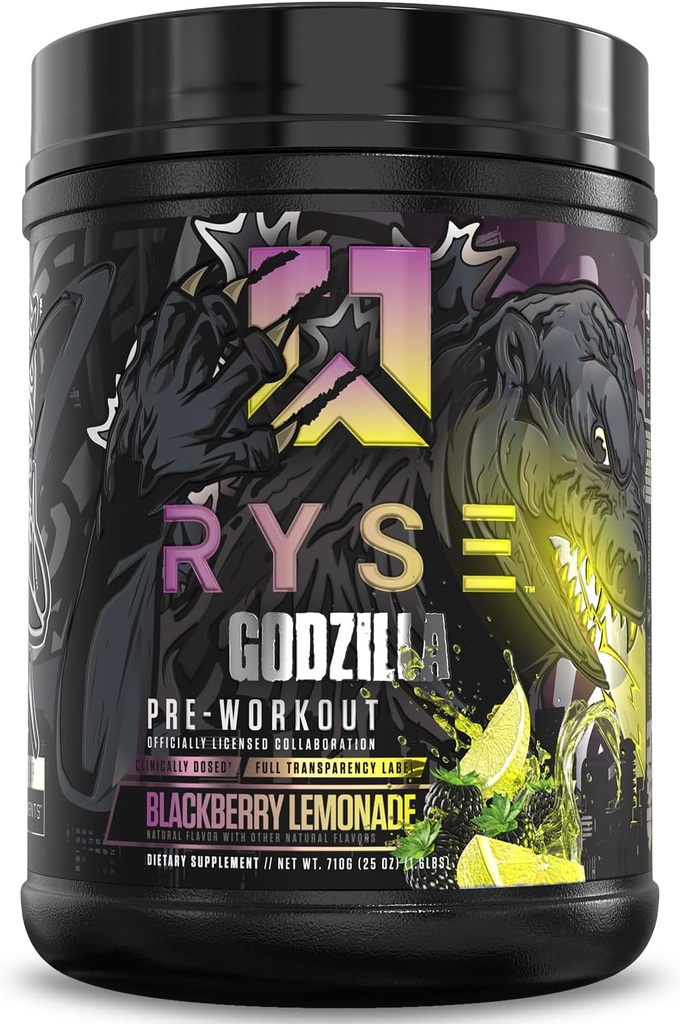 RYSE Godzilla X Noel Deyzelプレワークアウトパウダー - ブラックベリーLemonade - 400mgカフェイン、シトルリン&ベータアラニンと男性&女性のためのハイスティムプレワークアウト - エネルギー、ポンプ&フォーカス - 20/40サービング
