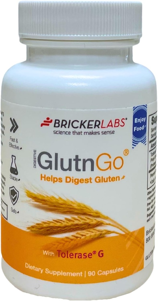 ブロッカーLabs GlutnGo with Tolerase G 100mg グルテン耐性のための消化サプリメント, 消化グルテンを助けるために臨床的に証明, 高速, 効果的かつ安全な消化補助金, 90 カプセル