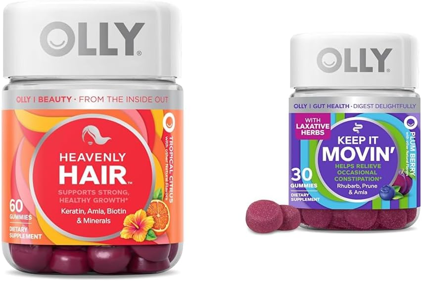 ケラチン&ビオチンとオリーヘアガミーとRhubarb&プルーンと便秘救済ガミー - 60 + 30カウント