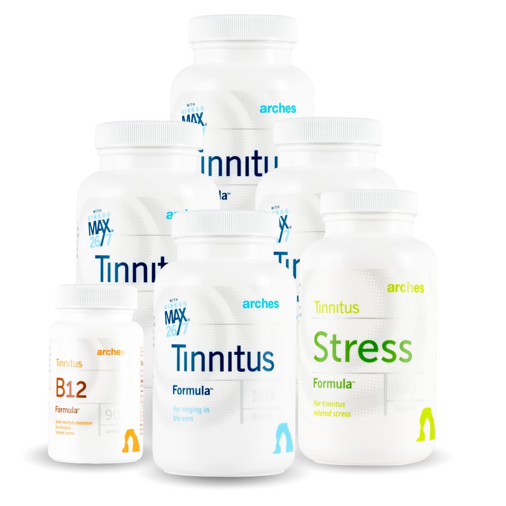 アーチのTinitusのコンボのパック-今Ginkgoの最高26/7 -リング イヤーからの救助のための自然なTinitusの処置- 6本のびん- 90の日の供給と