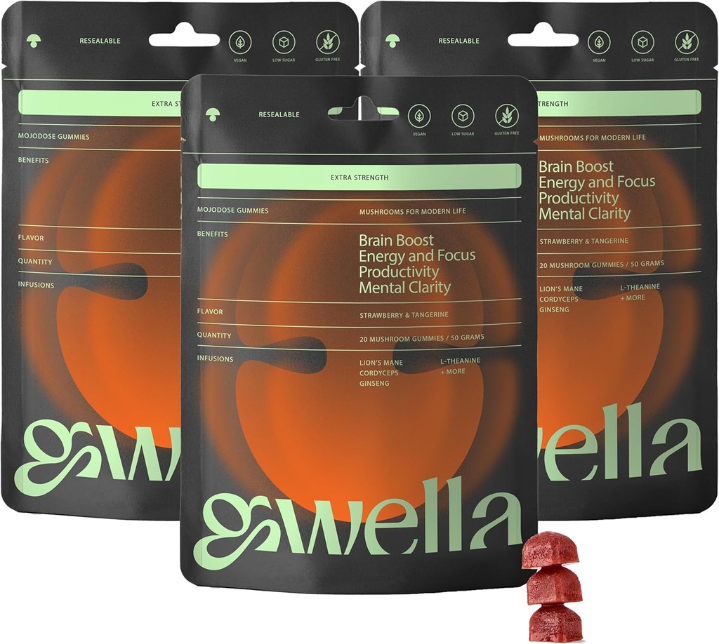 Gwellaは、ライオンのマネ、Panax Ginseng、ジンジャー・ルート、コルディプス、SAM-e、およびNootropics、エネルギーおよび焦点の補足、ビーガン、いちごタンジェリン(20カウント - 3)のパックと焦点を合わせます