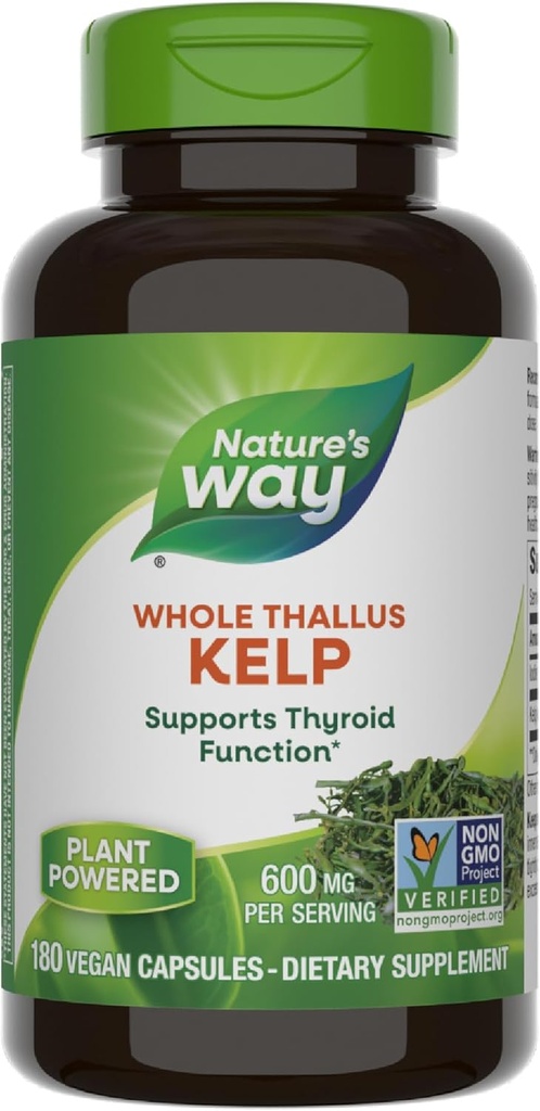 Nature's Way Kelp、Thyroid Function*、サービングあたり600mg、非GMOプロジェクト検証、180カプセル(パッケージ5月Vary)