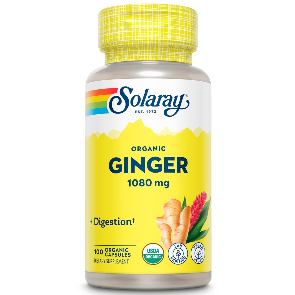SOLARAYオーガニックジンジャー1080mg - オーガニックジンジャーサプリメント - ナセサを取り除き、運動の病気に関連した嘔吐、関節の健康をサポート - ビーガン、非眠気、60日間保証、50のサービング