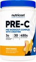 Nutricost Pre-C Pre-Workout Complex with クレアチン(ピーチマンゴー | 30 サービング)パウダー - Boost Fintess Routines、450g