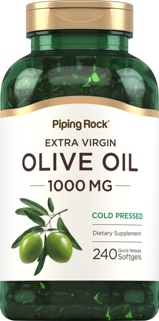 パイピングロックオリーブオイル ソフトジェルカプセル | 1000mg | 240Pills | オーガニックエクストラバージンコールドプレスサプリメント | グルテンフリー・非GMO