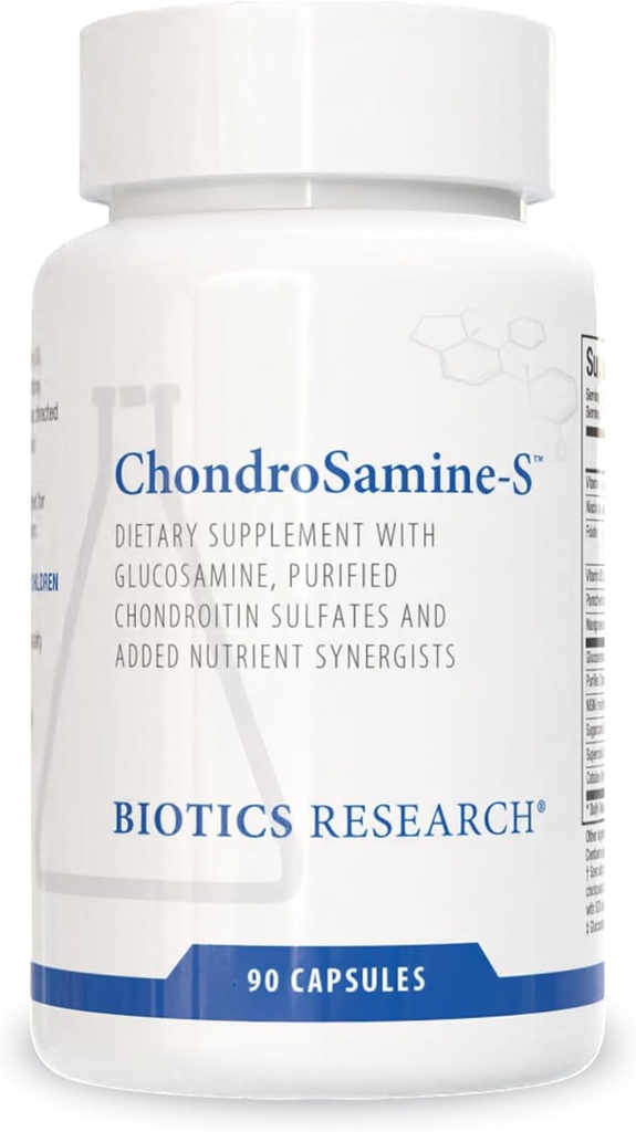 Biotics Research ChondroSamine S Comprehensive Joint and Connective Tissue Support, 600 Elemental Glucosamine, MSM, Vitamin C, Manganese, Niacin, Pantothenic Acid, Folate, B12, SOD, Catalase 90 Caps