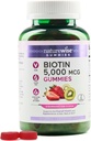 NatureWiseビオチンガミー - ヘルシーな髪、皮膚、強力な爪をサポート - ビタミンB7 5000mcg - ナチュラルビューティー - イチゴキウイ味 - ビーガン、非GMO、グルテンフリー - 90カウント[45日の供給]