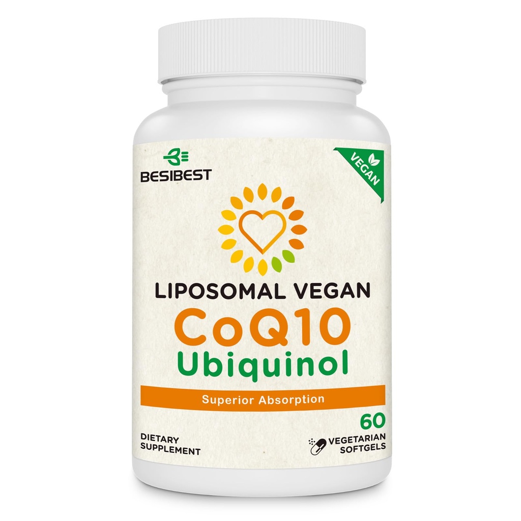 Besibest 1000mg Liposomal CoQ10 Ubiquinol、60ビーガンSoftgels、高吸収Ubiquinol CoQ10の補足、中心機能及びエネルギー生産のためのCoenzyme Q10の活動的な酸化防止の形態