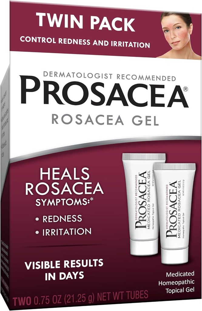 Prosacea - 顔のための薬用ロザセア治療 - ヒールロザセア症状の赤み、丘疹と炎症 - 香りのフリー - ツインパック - 2 0.75ozチューブ(1.5oz合計)