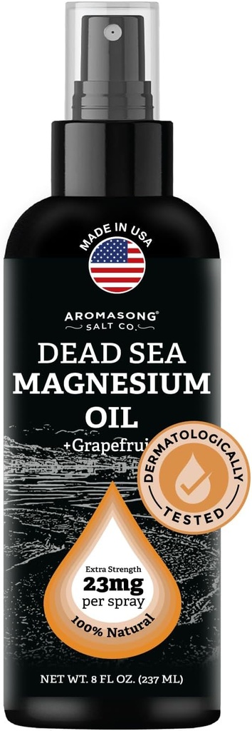 アロマソンマグネシウムスプレーグレープフルーツ - 余分な強度(各スプリッツで23mg)8 Oz - 自然と純粋なマグネシウム油スプレー - 米国製 - 脚の不快感とカルム睡眠を促進