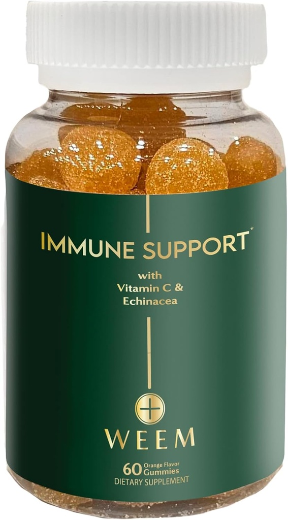 WEEM Immune Support Gummies - Vitamin C - Zinc - Echinacea - Health System Support - Alternative to Pills, Gluten-Free, Natural Supplement for Kids and Adults - 1 Pack