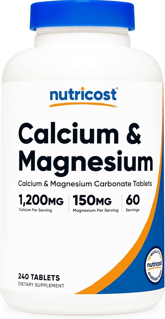 Nutricostカルシウム&マグネシウム炭酸カルシウム240錠、Caの1200mg、Mg/サービングあたり150mg、60サービンググルテンフリー、非GMO