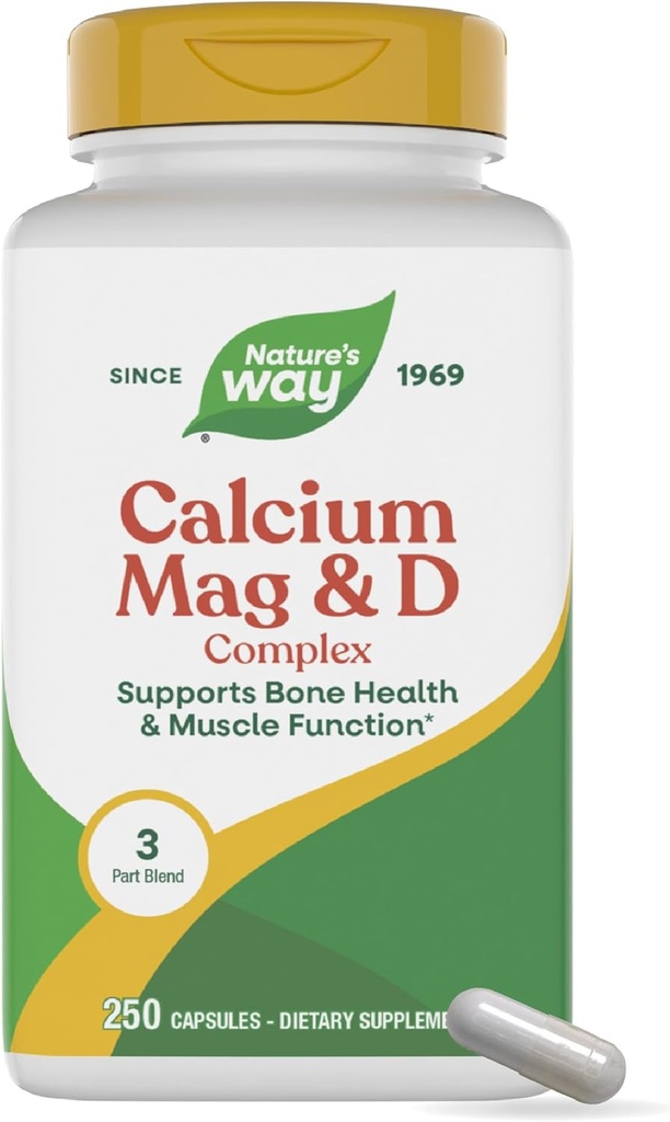 Nature's Way Calcium マグネシウム&ビタミンD複合体、健康な骨と歯、筋肉機能*、筋肉のリラックス、ビタミンD3、グルテンフリー、100カプセル(パッケージ5月Vary)