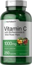 ホアバハチビタミンC 1000mg | 250カプセル | バイオフラボノイドとローズヒップで | 非GMO、グルテンフリーサプリメント | 高強度フォーミュラ