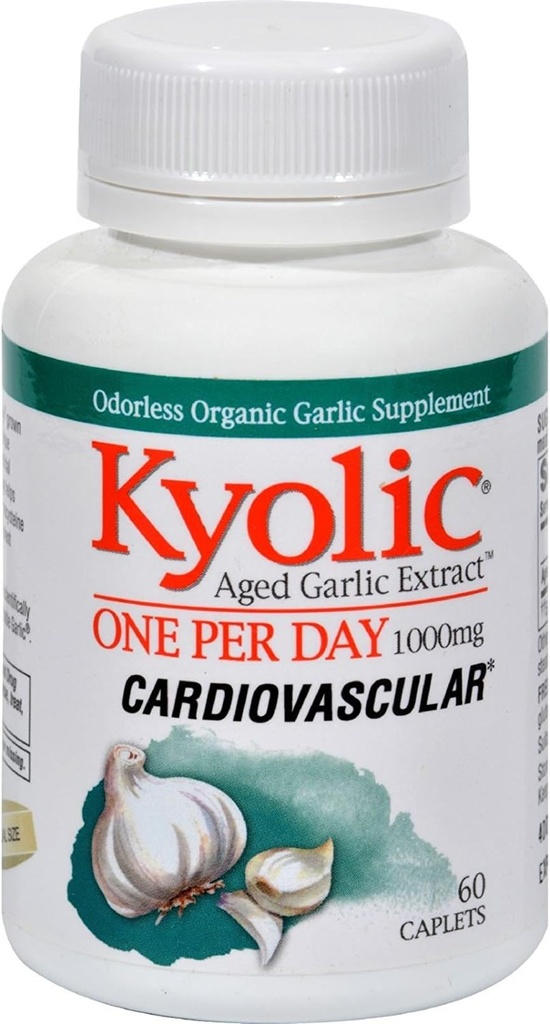 Kyolicは1日の心血管ごとのニンニクのエキス1 - 1000のmg - 60のカプレットを老化させました