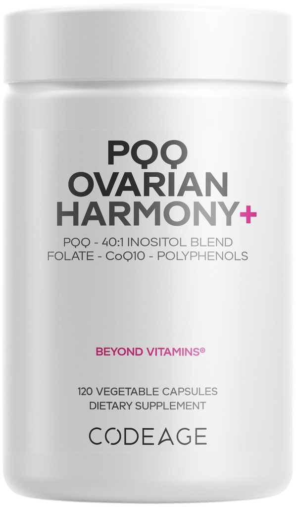 Codeage PQQQ Ovarian Harmony + サプリメント - PQQ(Pyrroloquinoline Quinone)、Myo-Inositol&D-Chiro-Inositol 40:1ブレンド、Folate 5-MTHF、CoQ10、ワイルドブルーベリー - Liposomal Delivery - NonGMO - 120カプセル