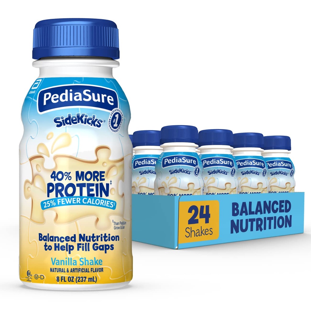 PediaSure SideKicks、子供、バニラ、8 の fl oz のための高い蛋白質の栄養のシェーク(24 のパック)