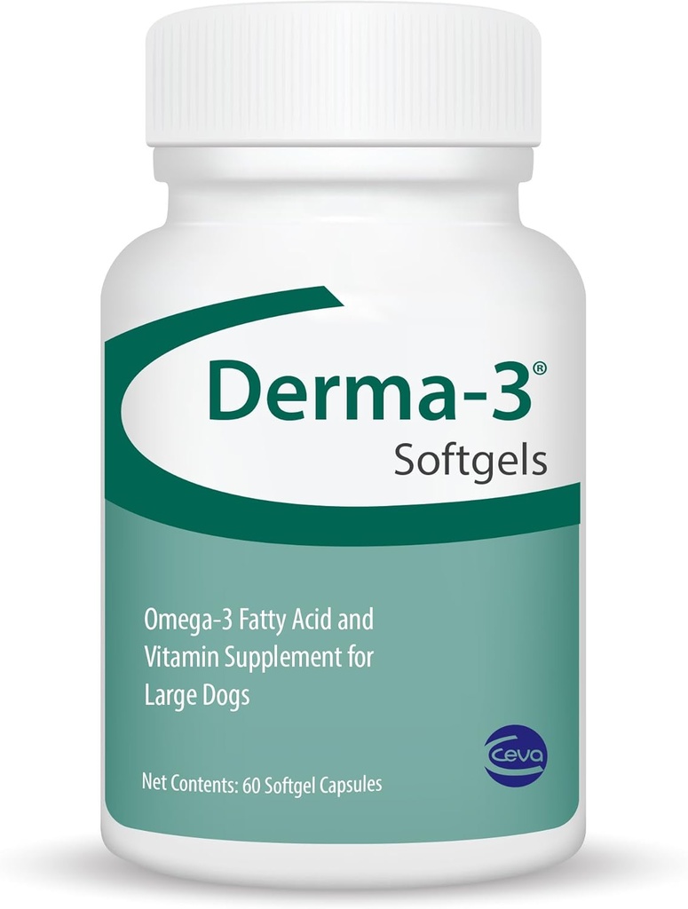 Ceva Derma-3 Softgels、大犬用オメガ3脂肪酸&ビタミンサプリメント(60カウント)