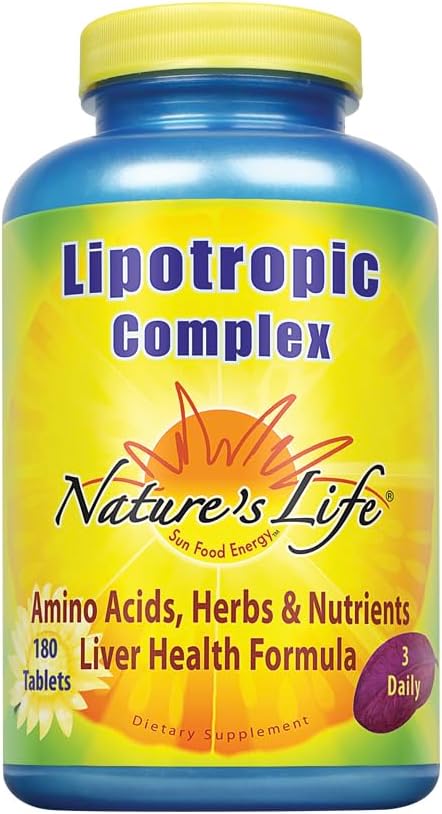 Nature's Life Lipotropic Complex | 健康な肝臓機能の総合サポート | コリン&イノシトール付き | ノンGMO | 180 ベジタリアンタブレット