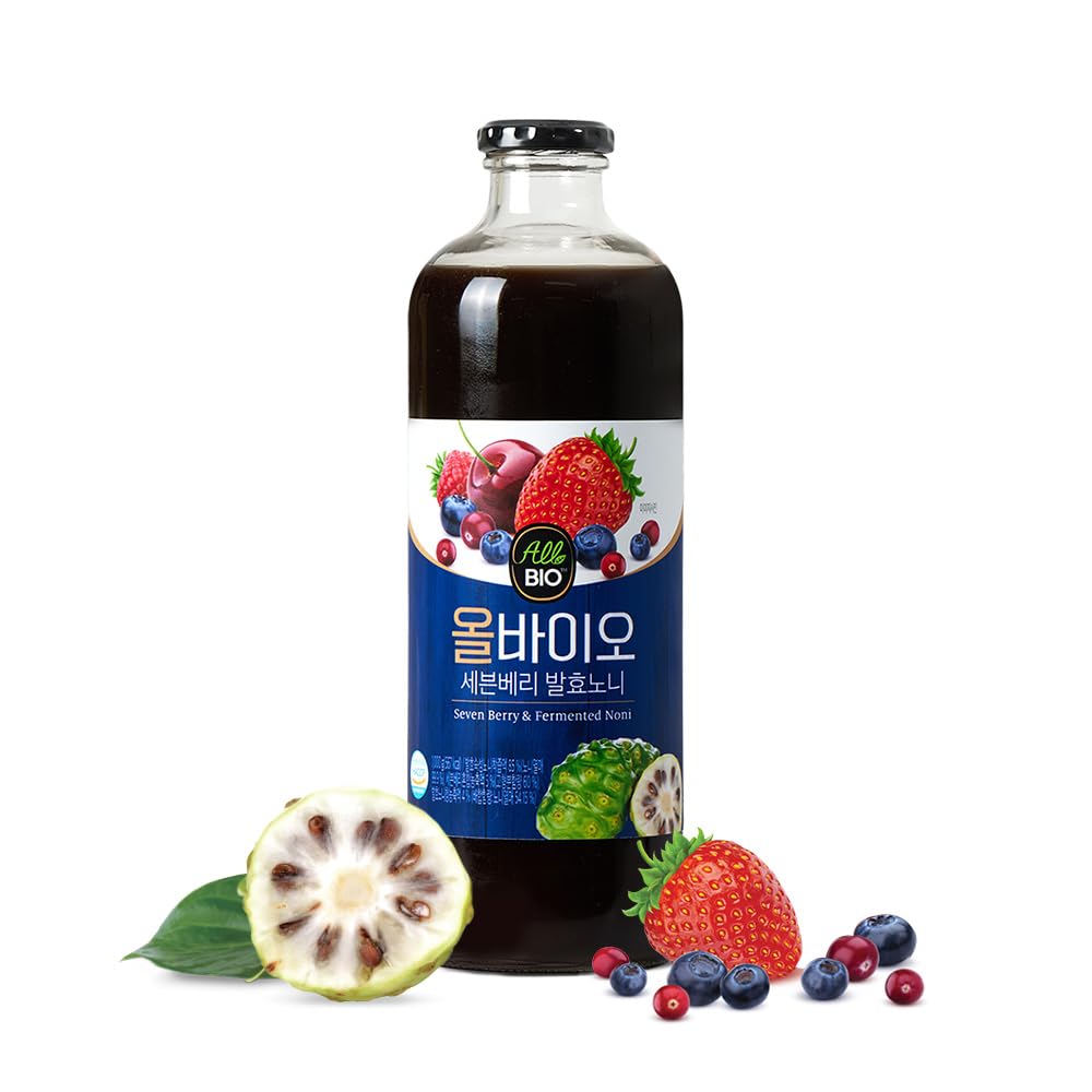 JAVA NONI JUICE EXTRACT 7 BERRY BLEND - 33.8 fl oz (1L) ボトル - 100% 純粋なレスベラトロール & 発酵ALLBIO
