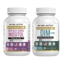 スイスのActiva + DIM&Myo-Inositolバンドル - 女性のためのホルモンバランス&PCOSサポート - 月経周期、気分、エストロゲン、および卵巣の健康 - 60日の供給