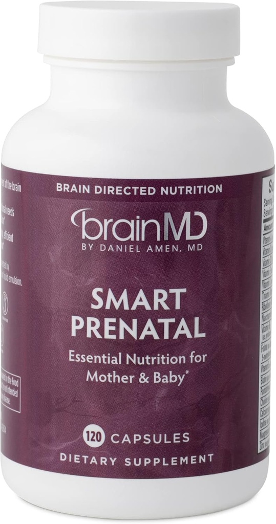 Amen BrainMDスマートプレナタル - 120カプセル - ママと赤ちゃんのためのマルチビタミン、健康な妊娠と成長と赤ちゃんの発達を促進 - グルテンフリー - 30サービング