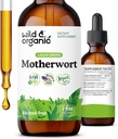 Wild & Organic Motherwort Tincture - Good Mood, Calmness, Women's Support - Motherwort Herb Extract Drops - Vegan, Sugar & Alcohol-Free Supplement - 2 fl oz