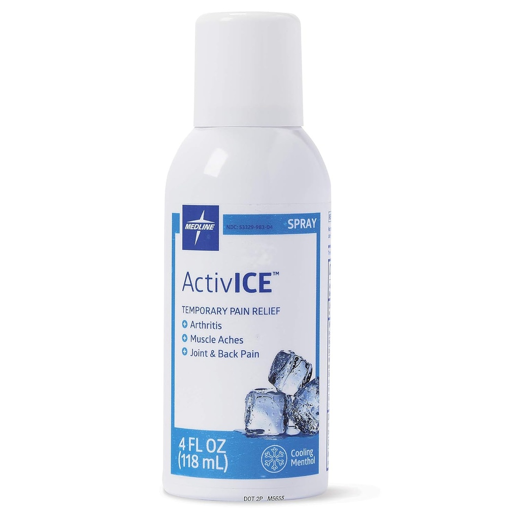 Medline ActivICE Spray Cooling Gel, Topical Pain Relief for Arthritis, Joint, Muscle, Back & Body Aches & Pain, 4 oz