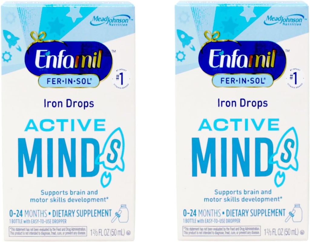 Enfamil Fer-In-Solの鉄の補足はInfants及びトドルのための低下を、サポート 脳の開発、50のmLの点滴器のびん、2のパック支えます