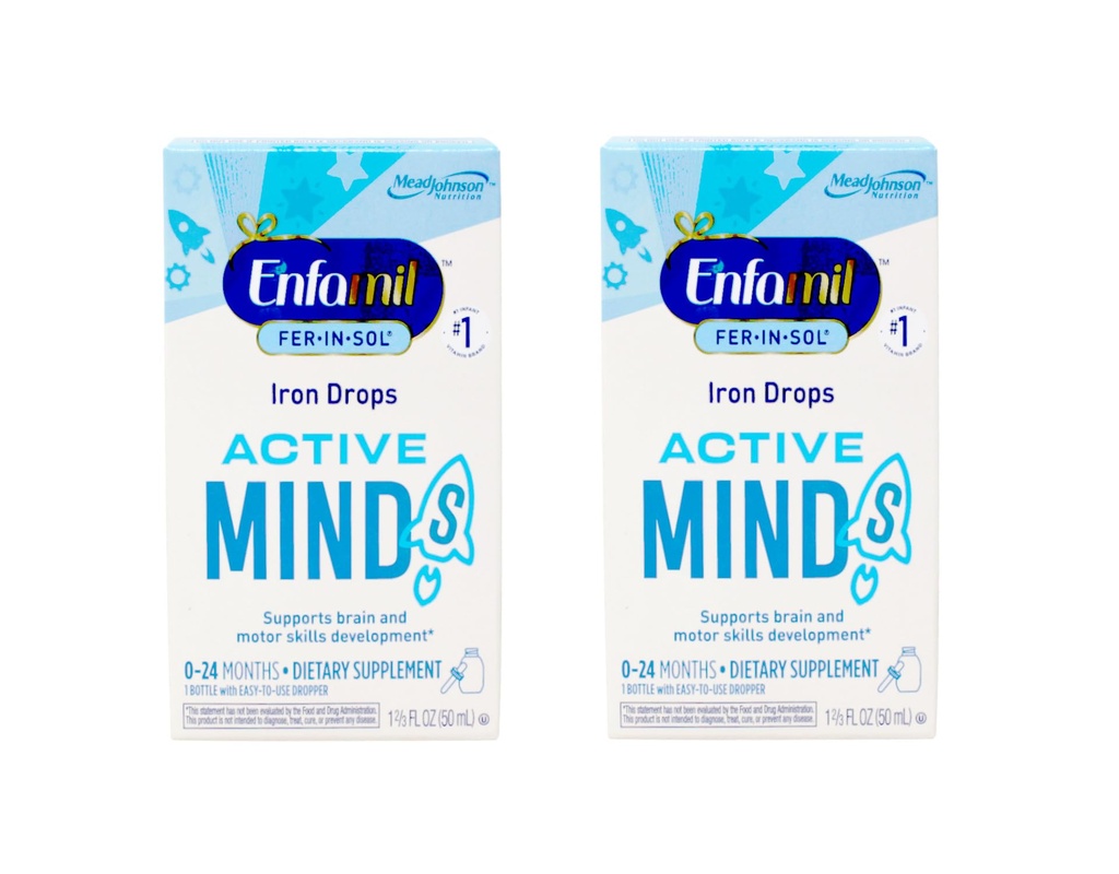 Enfamil Fer-In-Solの鉄の補足はInfants及びトドルのための低下を、サポート 脳の開発、50のmLの点滴器のびん、2のパック支えます