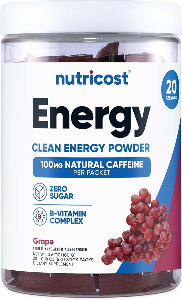 Nutricostエネルギーコンプレックススティックパック(20サービング)グレープ風味 - グルテンフリー + 非GMO